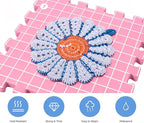 MEVOME Blocking Mats for Knitting 200 T-pins 100 Locking Stitch Markers, Extra Thick Block Boards Crochet Projects Grid Lines Needlepoint Knit Crocheting, 9 Foam Interlocking Mat Storage Bag (Pink)