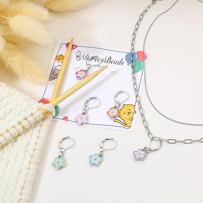 DoreenBeads Stitch Markers for Crocheting and Knitting, Alloy Enamel Crochet Marker Crochet Gifts for Knitting Weaving Sewing Accessories Quilting Jewelry Making