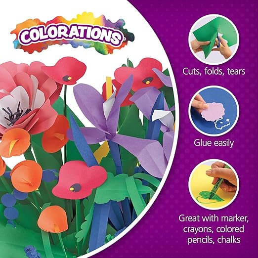 Colorations 12" x 18" Mediumweight Construction Paper Assorted Colors - 300 Sheets, Bulk Pack Art Paper, Arts and Crafts, School Supplies, Drawing, Coloring, Painting, 3D Art