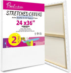 Stretched Canvas for Painting, 2Pack 24X36 Large Canvas for Painting, 12Oz Triple Primed 2/3" Profile Cotton Professional Artist Quality Blank Canvas Frame, Art Canvases for Oil,Acrylic Paint,Gouache
