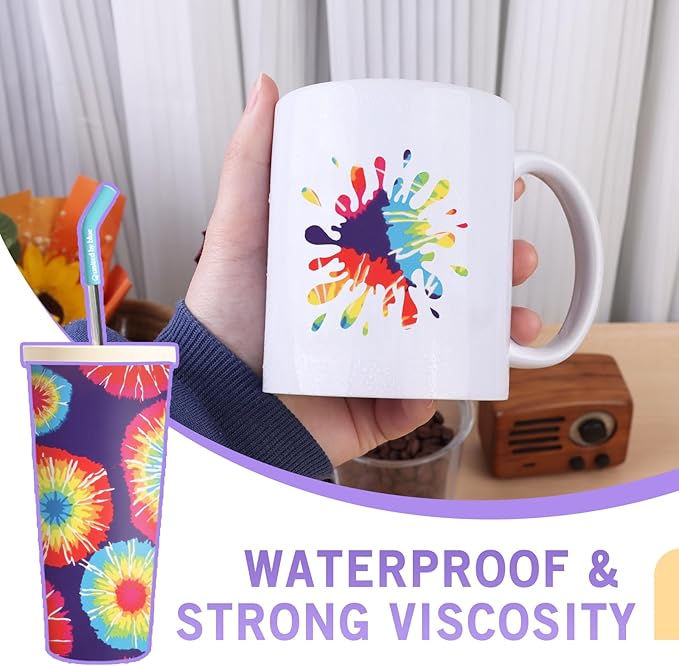 Tintnut Permanent Vinyl Tie Dye Roll - 12 inch x 5ft, Small Gradient Swirl Pattern Adhesive Vinyl Sheets for Decor Sticker Compatible with Cricut, Silhouette, Cameo Cutters