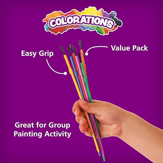 Colorations - 144WB Paint Brushes, 3 Widths, Nylon Bristles, Classroom, Painting, Art, Classroom Supplies, Art Supplies, School Supplies, Kids, Projects, Crafts, Groups, Watercolor, Small, Set of 144
