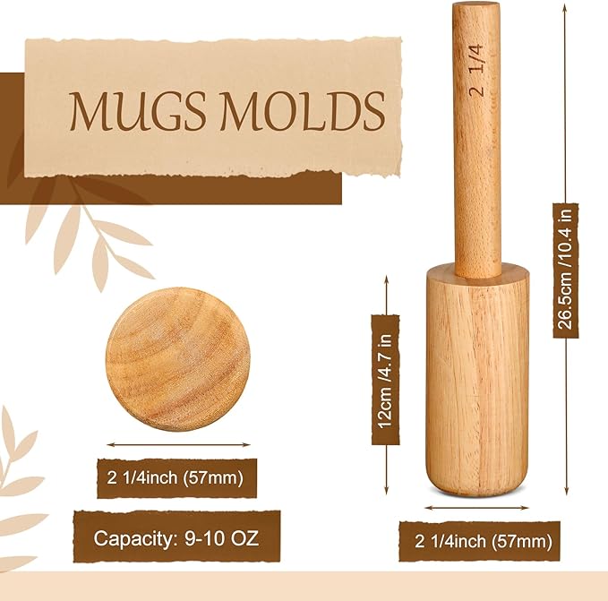Baderke Cup Pottery Molds, Create Pottery Mug Vases, Cup Molds Crockery Shaping Tool, Assist in Hand Building Crockery Mugs for DIY Ceramic Cup Mug Vase Making(2 1/4'', 9-10 oz)