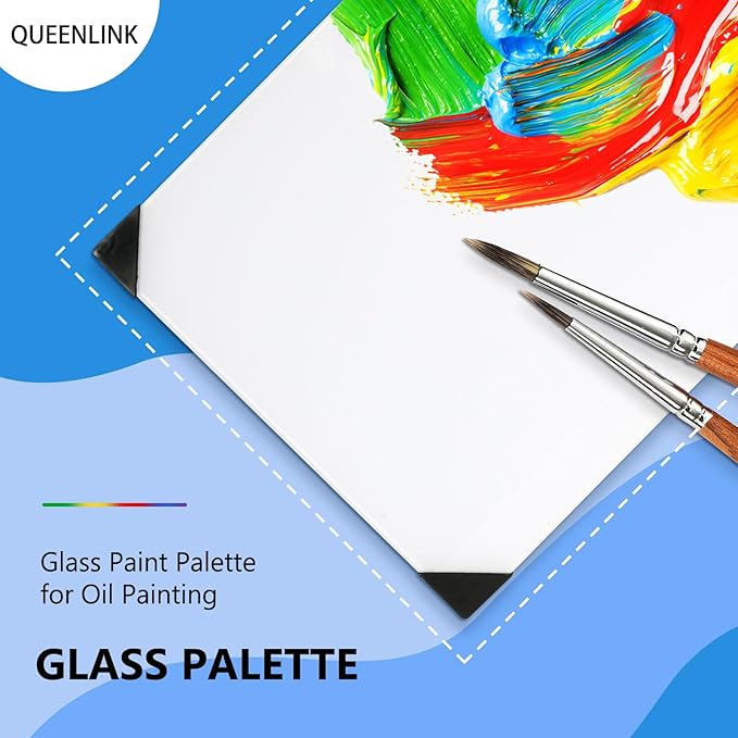 Glass Palette for Oil Painting 12 x 9 Inches, Clear Paint Mixing Palette for Acrylic Painting, Ultra White, Painting Supplies for Use with All Art Media, Artists, Adults