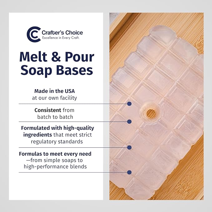 Crafter's Choice Detergent Free Melt and Pour Soap Base for Soap Making and DIY Crafting Projects, SLS/SLES Free, 5LB Block (Aloe Vera & Olive)
