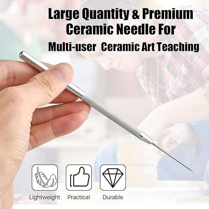 Lainballow 50 pcs Clay Needle Tools, Clay Modeling Tools, 6 in Ceramic Needle Detail Tools, Pottery Sculpture Needle Supplies for Clay Ceramic Pottery Sculpting Texturing Carving