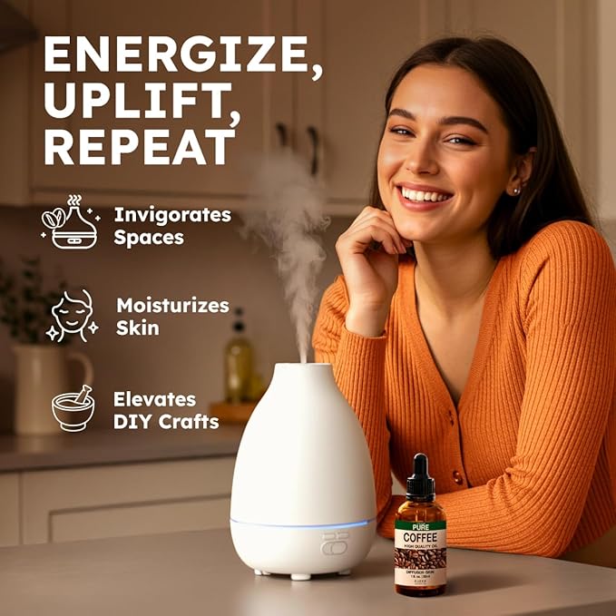 KUKKA Coffee Essential Oils - 1 Fl Oz - for Hair, Skin, Diffuser, Aromatherapy & DIY Soap Making Scent