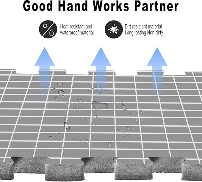 MEVOME Blocking Mats for Knitting 200 T-pins 100 Locking Stitch Markers, Extra Thick Block Boards Crochet Projects Grid Lines Needlepoint Knit Crocheting, 9 Foam Interlocking Mat Storage Bag (Gray)