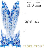 Beaded Pearl Flower Fabric Lace Applique, Floral Embroidered Patches Handmade Sewing Tool for DIY Neckline Bodice Wedding Bridal Prom Dress(Blue-Large)