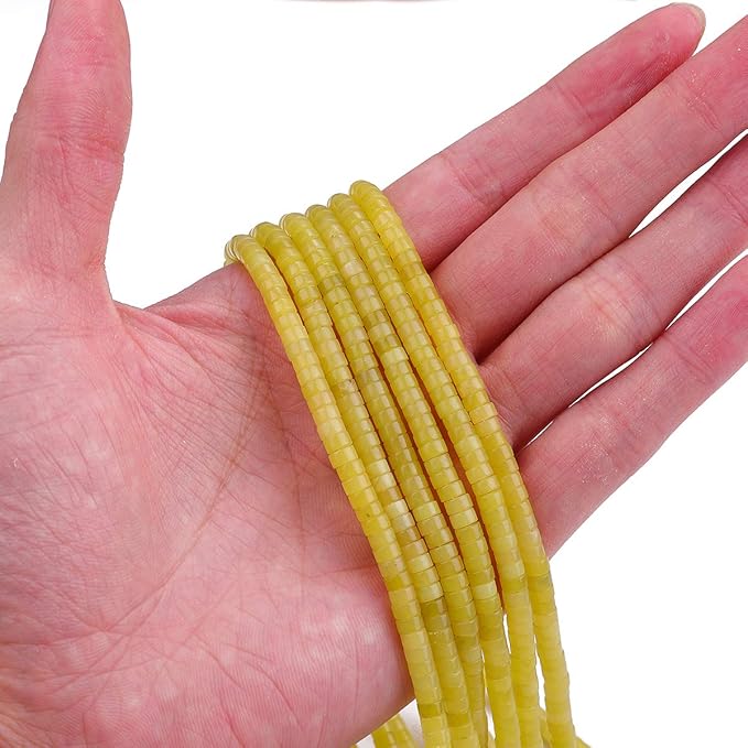 Natural Lemo Jade Spacer Beads Caps Loose Semi Gemstone for Beading Jewelry Making 4mmx2mm 38cm