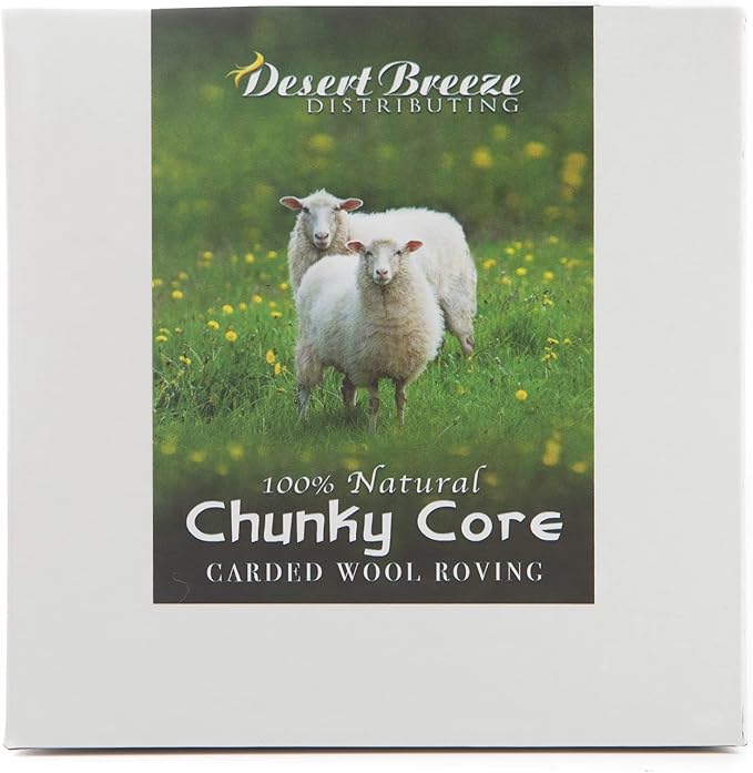 100% Chunky Core Wool, Maori, Carded Roving, Un-Dyed, 4 OZ Maori, Made in Italy, Core Wool for Needle Felting, Stuffing, 27 Micron