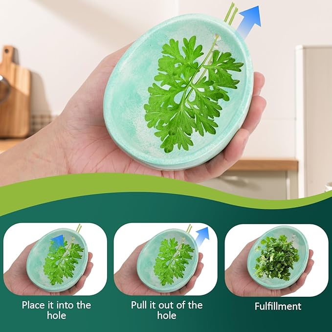 WOJVVK Pottery Herb Stripper Bowl, Handmade Different Hole Sizes Ceramic Herb Peeling Bowl