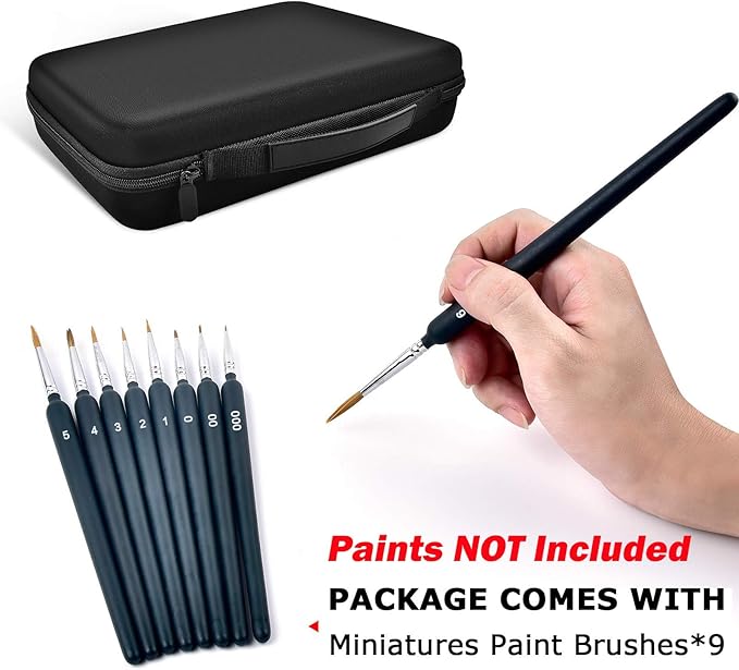 Model Paint Storage Case for Testors Paint Set, Paints Organizer Carrying Bag Holds 60 Bottles with 9 Fine Detail Miniatures Brushes, Enamel Container, Drawing Ink Holder-Box Only (Grey)