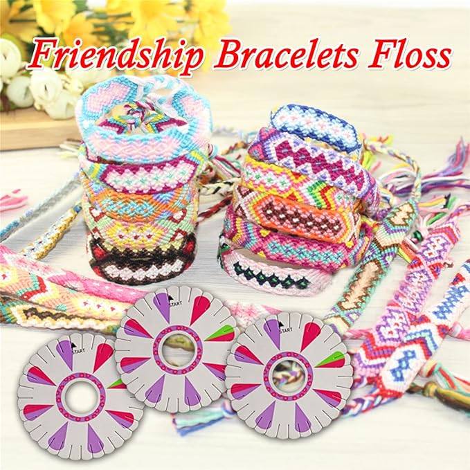Embroidery Floss Rainbow Color 109 Skeins Per Pack Cross Stitch Threads Friendship Bracelets Floss Crafts Floss with 3 Weaved Plate（105 pcs Embroidery Floss +4 Metallic Embroidery Thread