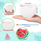 Pasimy 6 Set DIY Ceramic Succulent Planter Pots Paint Your Own Flower Pots Craft Kit Unpainted Bisque Paintable Flowerpot with Brush Palette Ready to Paint for Family Activity Gift(Watermelon)