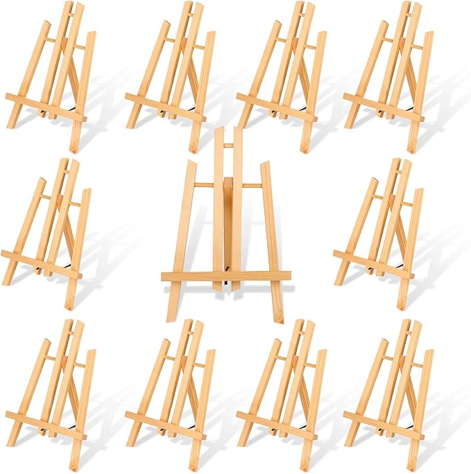 10 Pack 11.8" Wooden Easel, Easel Stand for Painting, Tabletop Easel for Artist/Students/Beginners, Portable Canvas Photo Picture Sign Holder