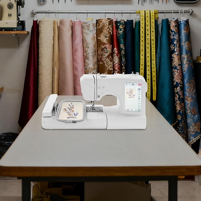 45W, 100-240V Embroidery Sewing Machine, 96 Embroidery & 162 Sewing Patterns, 7 Inch LCD Screen, 100 * 235mm Max Embroidery Area,Professional Sewing Machine for Beginners