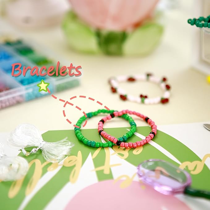 efivs arts 3500PCS 6/0 Glass Seed Beads, 24 Colors Small Beads Kit Bracelet Waist Beads Kit with Pendant Charms for DIY Crafts Necklace Ring Making