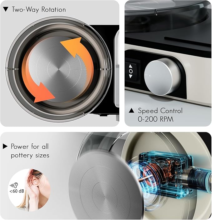 Pottery Wheel for Kids and Beginners - Complete Pottery Set for Kids with 6" Turntable, 2.2lb Clay, Art Supplies Sculpting Tools, Craft Gifts for Teens Kids Adults (Grey)