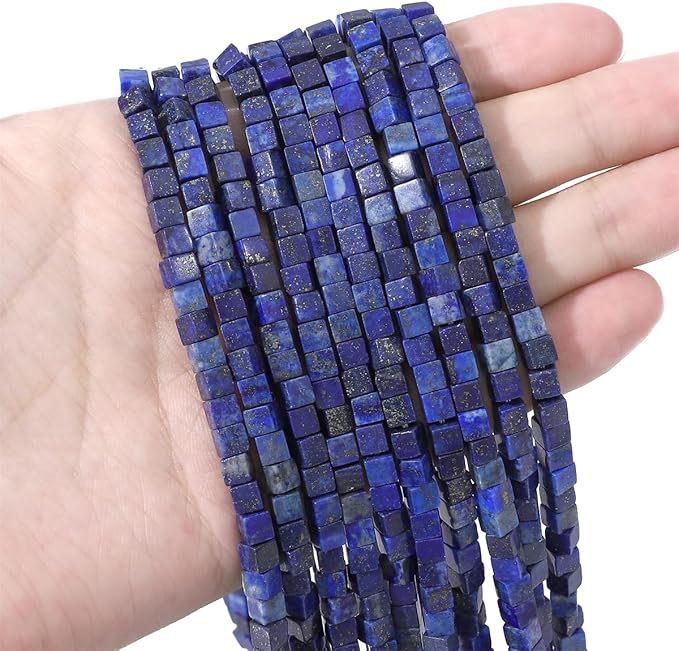 Natural Lapis Lazuli Square Stone Beads 4x4mm 85pcs Cube Loose Semi Gemstone Beads for Jewelry Making Design