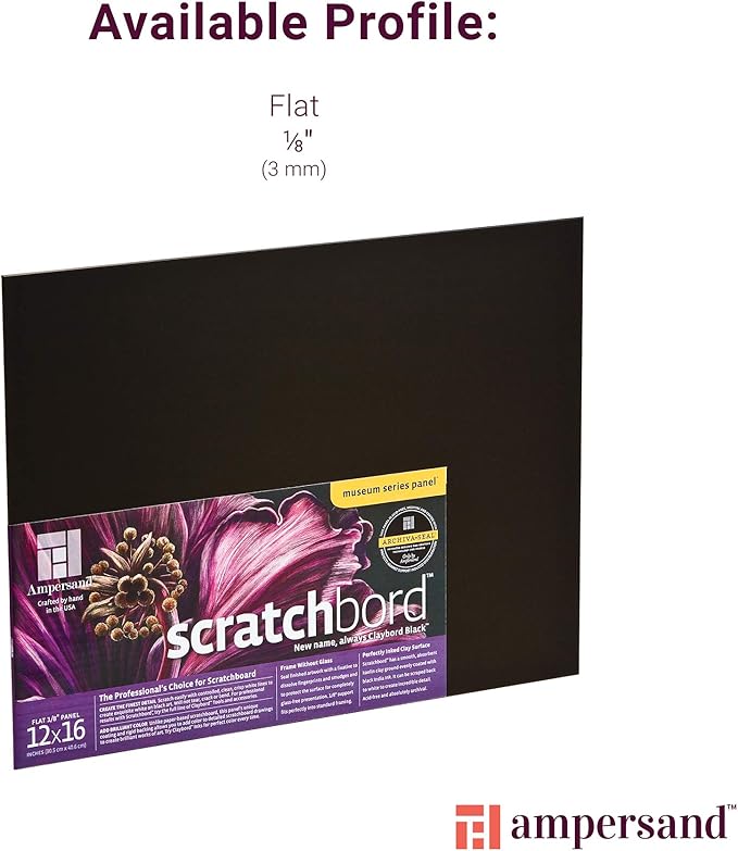 Ampersand Art Supply Scratch Art Panel: Museum Series Scratchbord, 1/8 Inch Flat Profile, 8" x 10" (Pack of 5)