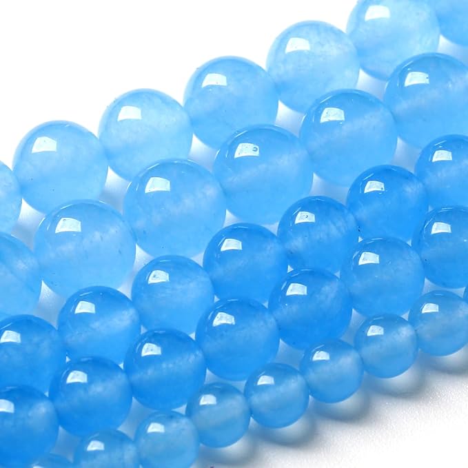 4MM Natural Stone Aquamarine Blue Chalcedony Beads Round Loose Beads for Jewelry Making Bracelet 180pcs 2 Strands 32"