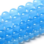 10MM Natural Stone Aquamarine Blue Chalcedony Beads Round Loose Beads for Jewelry Making Bracelet 72pcs 2 Strands 32"