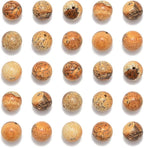 NCB Natural Stone Beads Yellow Picture Jasper Round Loose Gemstone DIY Charm Smooth Beads for Bracelet Necklace Earrings Jewelry Making Accessories Supplier (Yellow Picture Jasper, 8mm 200Beads)
