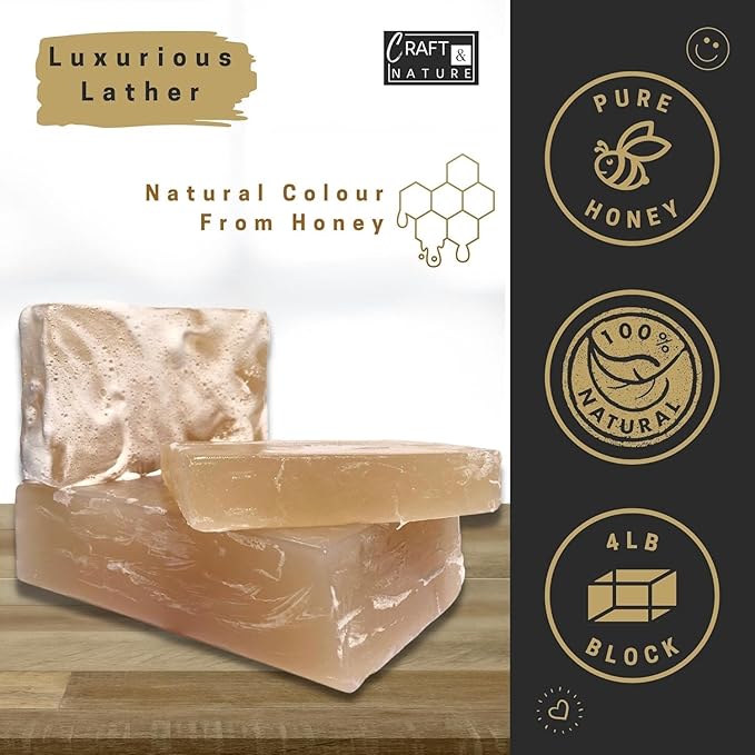 Craft & Nature 4 LB All Natural Unscented Honey Moisturizing Glycerin Melt And Pour Soap Base for Soap Making