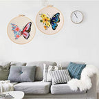 Konrisa Embroidery Starter Kits with Butterfly Flower Pattern, Stamped Cross Stitch Kits for Beginners Adults DIY Sewing Include Embroidery Hoop Embroidery Fabric Threads and Needles,Set of 2