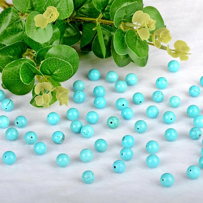 4mm 200pcs Natural Stone Round Beads Blue Turquoise Genuine Stone Beading Loose Gemstone DIY Charm Smooth Beads for Bracelets Necklaces Earrings Hole Size 1mm (Blue Turquoise 4mm)
