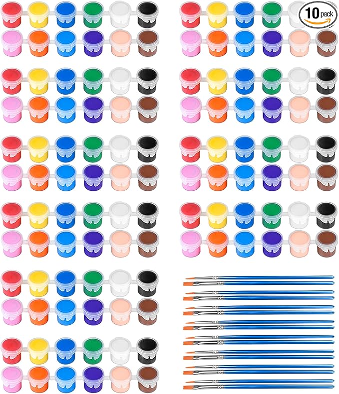 10 Pack Mini Acrylic Paint Set,12 Colors Acrylic Paints Strips for Kids&Adults Craft Paint,140 PCS Kids Painting Kit Container Strips Storage, Perfect for Home Birthday Classroom Party Favors……