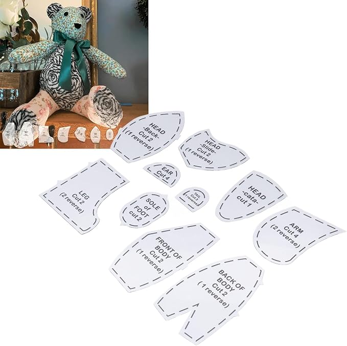 Memory Bear Sewing Pattern, 12 inch DIY Quilting Templates, Acrylic Material for Teddy Bear Making