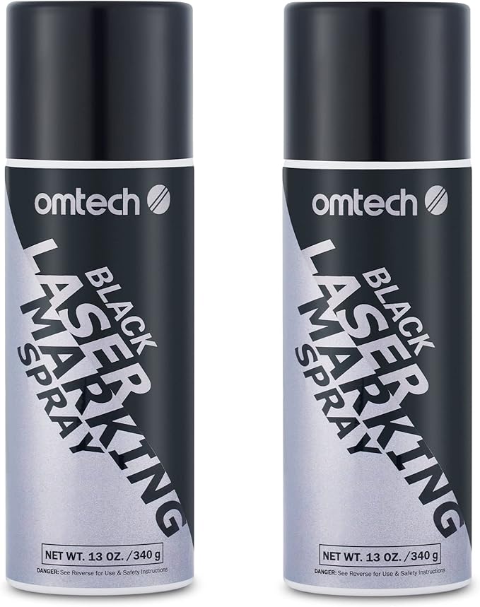 OMTech Laser Marking Spray, Metal Laser Marking Fluid for CO2 Laser Engravers, 2 13oz Aerosol High Contrast Spray for Black Laser Engraving Metal, Laser Ink Agent for Aluminum Stainless Steel Brass