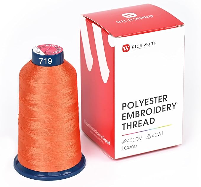 Richword Selected Red Embroidery Thread 4000M(4374Y) 40WT Polyester Thread 100 Colors Selected for Commercial Multi Needles and Single Needle Embroidery Machine 0719