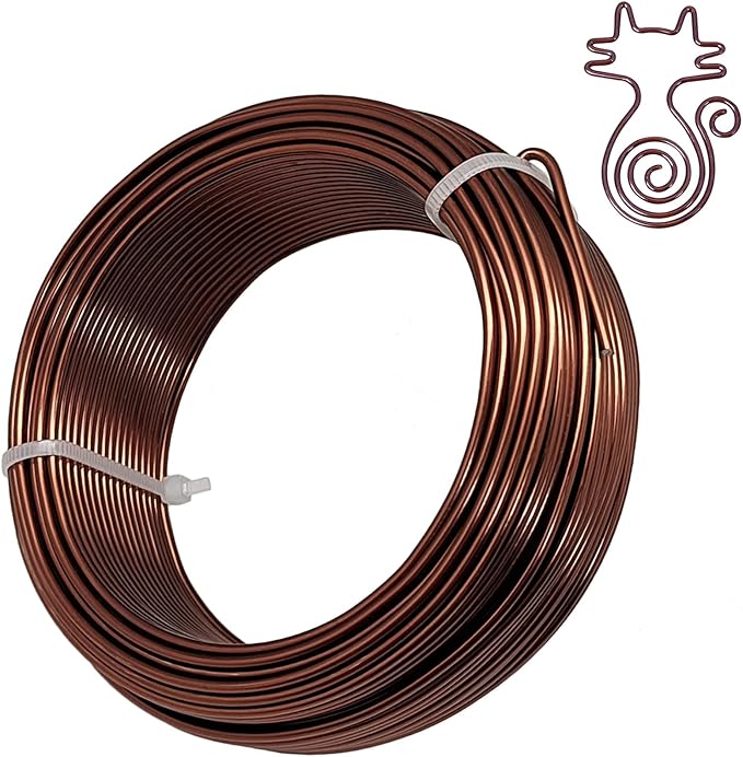 YEQIN 12 Gauge Aluminum Wire, 105 Feet 2mm Bendable Metal Craft Wire for Sculpting, Armature, Jewelry Making, Floral Making, Doll Making, Modelling, Crafting, Bonsai Training (Bronze)