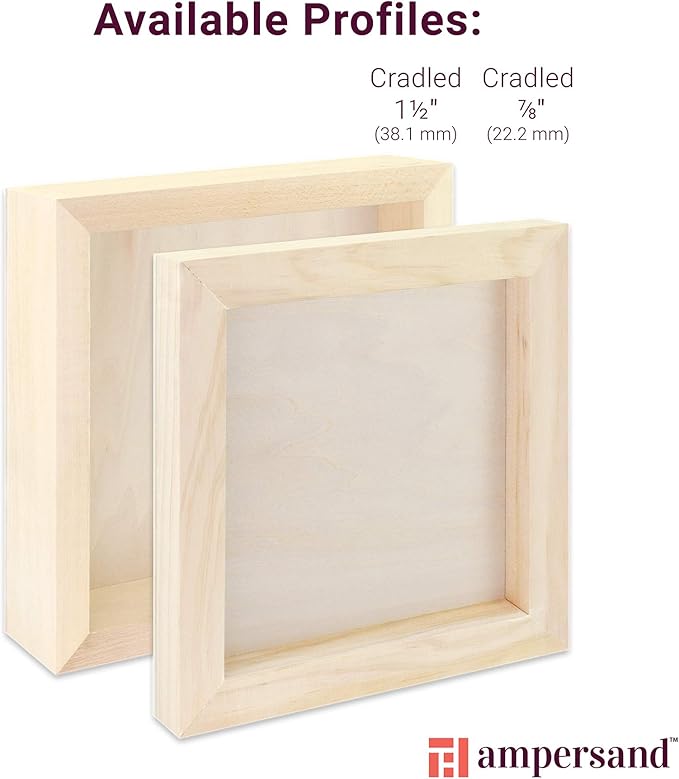 Ampersand Art Supply Unprimed Basswood Artist Panel, 7/8" Cradled Profile 4"x6"