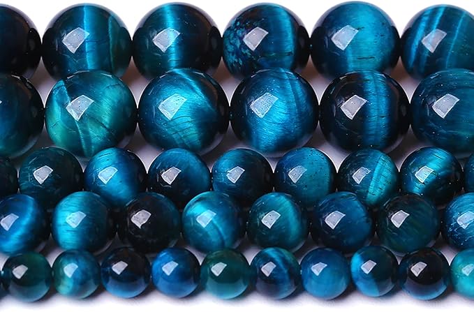 90PCS 8MM Blue Tiger Eye Beads Natural Stone Gemstone Spacer Loose Beads for Jewelry Making DIY Bracelet Semi Precious Beads Strand 2 Strands
