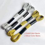 Embroidery Floss Rainbow Color 109 Skeins Per Pack Cross Stitch Threads Friendship Bracelets Floss Crafts Floss with 3 Weaved Plate（105 pcs Embroidery Floss +4 Metallic Embroidery Thread