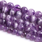 10MM 38PCS Purple Amethyst Dream Lace Beads Natural Quartz Crystal Stone Loose Beads for Jewelry Making DIY Bracelet Grade A+ 15 inches Strand