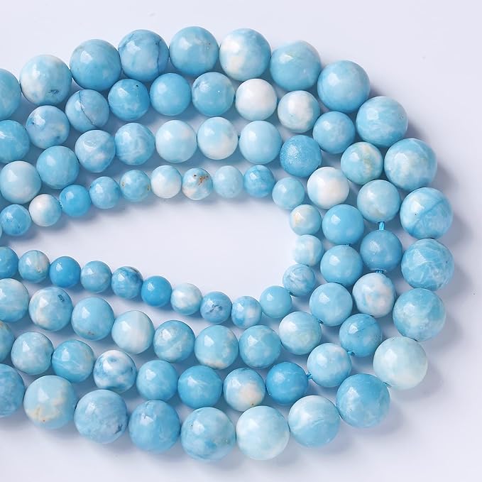 8MM 45PCS Natural Blue Larimar Gemstone Crystal Beads for Jewelry Making DIY Bracelet