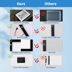 A3 Light Pad with Foldable Stand, UL Certified Adapter, 8000 Lux Super Bright Ultra Thin Pad for Cricut Weeding Vinyl, Artist Drawing Light Box/Board/Table for Tracing, Sketching - Black