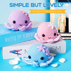 Crochet Kit for Beginners: Make 3 Cute Amigurumi Animals with Easy-to-Follow Video Tutorial, Complete Beginner Crochet Kits for Kids Adults, Creative Christmas Birthday Gift Idea for Women & Girls