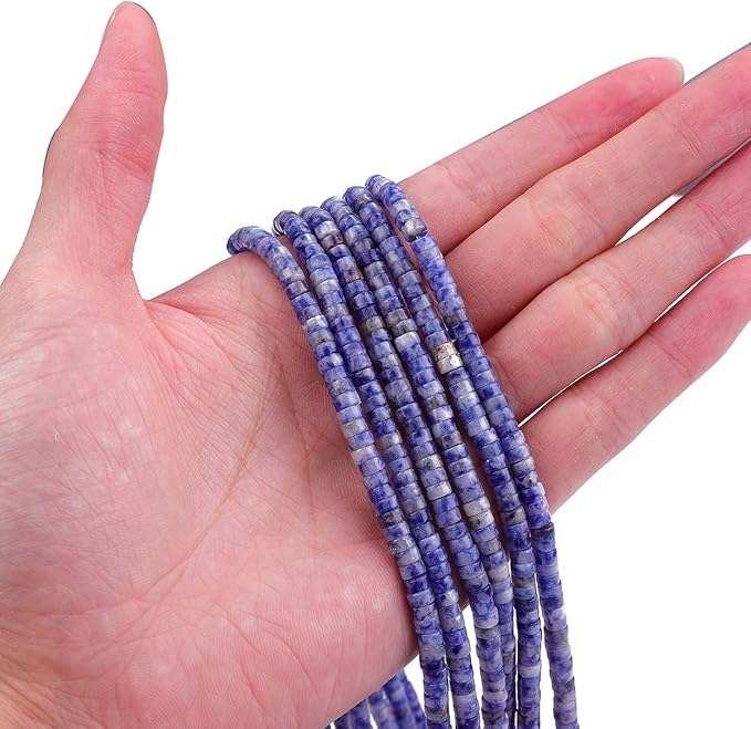 Natural Blue Sodalite Spacer Beads Caps Loose Semi Gemstone for Beading Jewelry Making 4mmx2mm 38cm