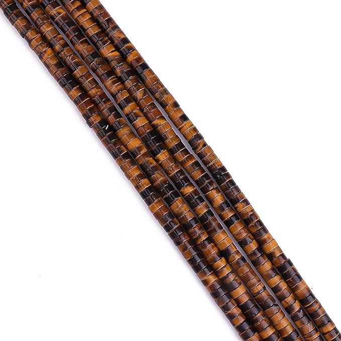 Natural Yellow Tiger Eye Spacer Beads Caps Loose Semi Gemstone for Beading Jewelry Making 6mmx3mm 38cm