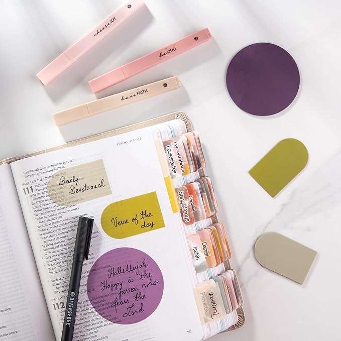 DiverseBee Transparent Sticky Notes (Includes Quick Dry Pen), Cute Clear Sticky Tabs, Translucent Page Flags Book Markers Stickers, Planner Accessories Bible Journaling Study Office Supplies (Muse)