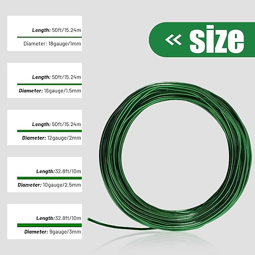 50 Feet Green Aluminum Craft Wire, 12 Gauge 2mm Thickness Sculpting Wire, Armature Wire for Sculpting, Bendable Metal Craft Wire for Making Dolls Skeleton DIY Crafts