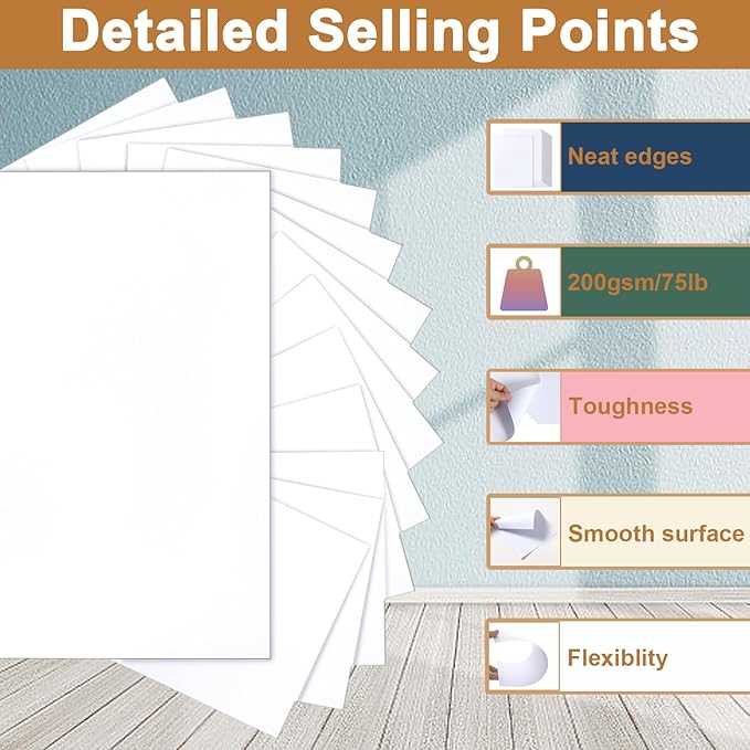 100 Sheets Bright White Cardstock 8.5 x 11 Printer Paper, 200gsm/75lb Thick White Construction Paper Card Stock for Certificates, Menus, Cards Making, Business Cards, School Crafting