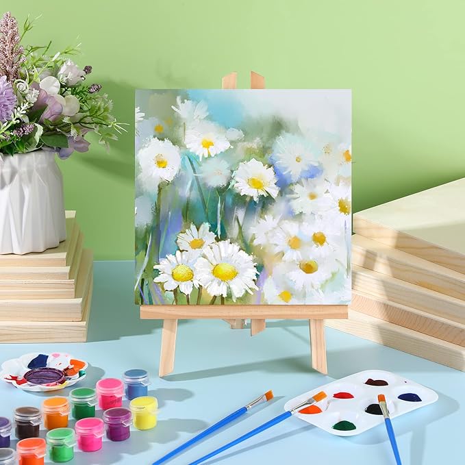 Wood Canvas Boards Unfinished Wooden Panel Boards Paint Pouring Panels for Painting Drawing Home Decor(14 Pieces,4.7 x 4.7, 6 x 6, 8 x 8, 10 x 10, 12 x 12)