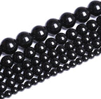 6mm 66pcs Natural Black Agates Onyx Stone Beads Smooth Round Loose Spacer Beads for Jewelry Making DIY Bracelets 15"
